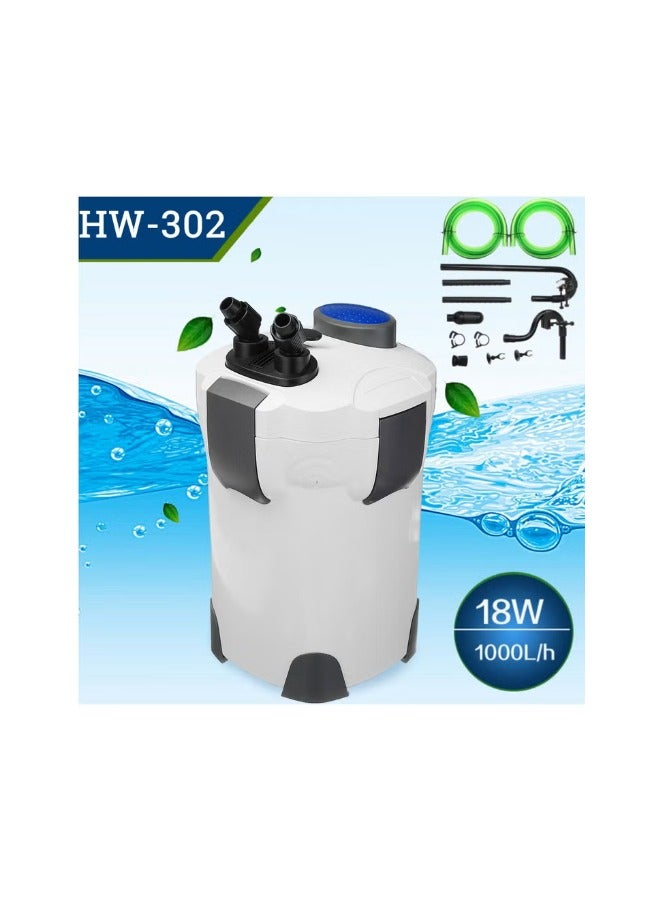 Sunsun HW-302 Canister Filter Pump Power 18w, High Max 1.4m, Output 1000L/h - External Canister Aquarium Filter Water Filtration System with 3 Media Trays For Aquarium Fish Tank - Image 1